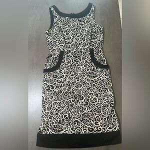 Elegant Black and Cream Patterned Dress